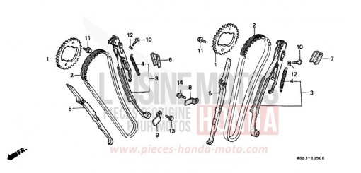 CHAINE A CAMES/TENDEUR XRV650K de 1989
